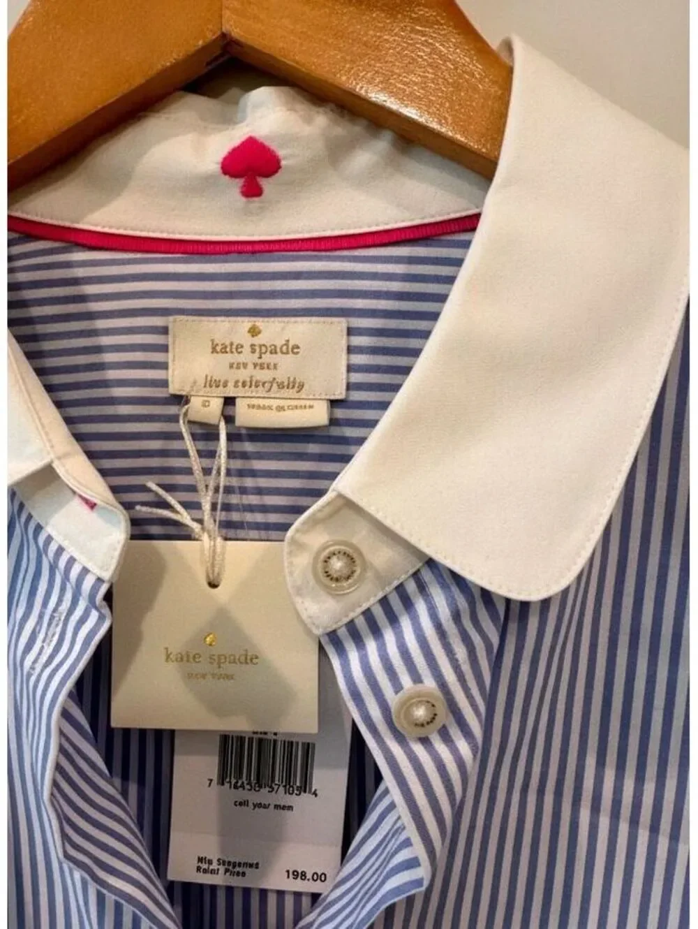 NWT Kate Spade New York Emmy Top Blue/White Striped Button Down Size 6